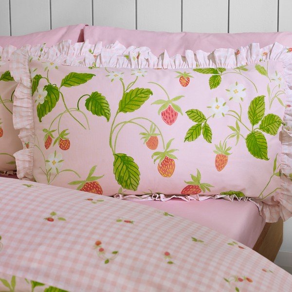 Set copripiumino e federa rosa per letto matrimoniale 3 pezzi 200x200 cm Strawberry Frills – Catherine Lansfield-image-1