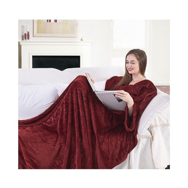 Coperta TV in microfibra rosso bordeaux , 200 x 170 cm Lazy - DecoKing-image-2
