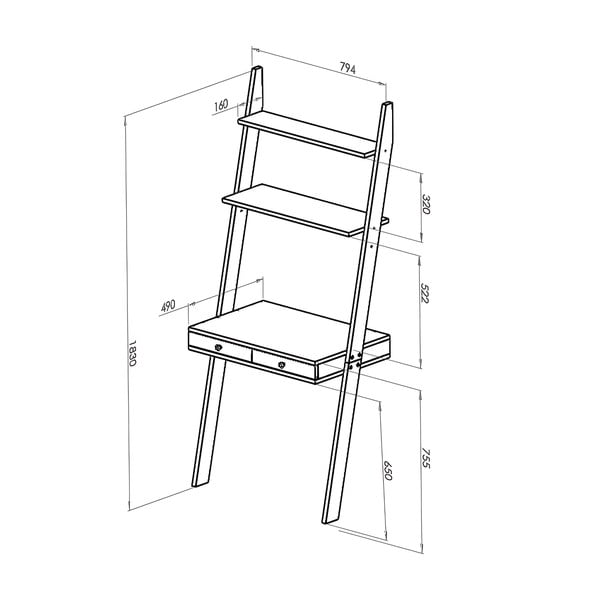 Piantana bianca con piano di lavoro e cassetto Leno - Ragaba-image-2