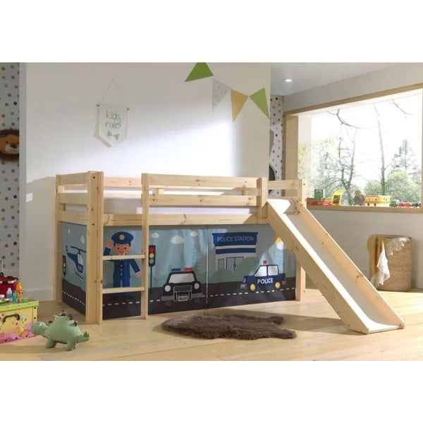 Letto rialzato per bambini in legno di pino 90x200 cm in colore naturale PINO - Vipack-image-2