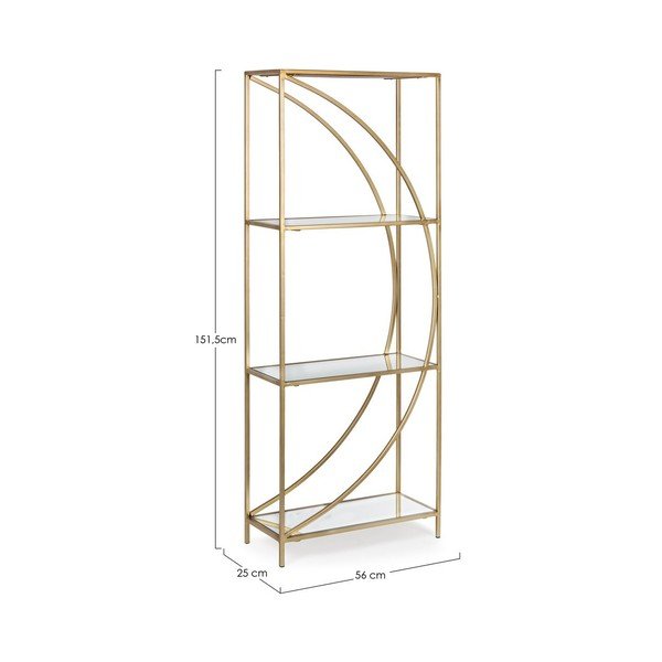 Libreria dorata in acciaio 56x151,5x25 cm Elenor – Bizzotto-image-4