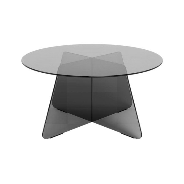 Tavolino da salotto rotondo grigio in vetro ø 80 cm Samos – Actona-image-3