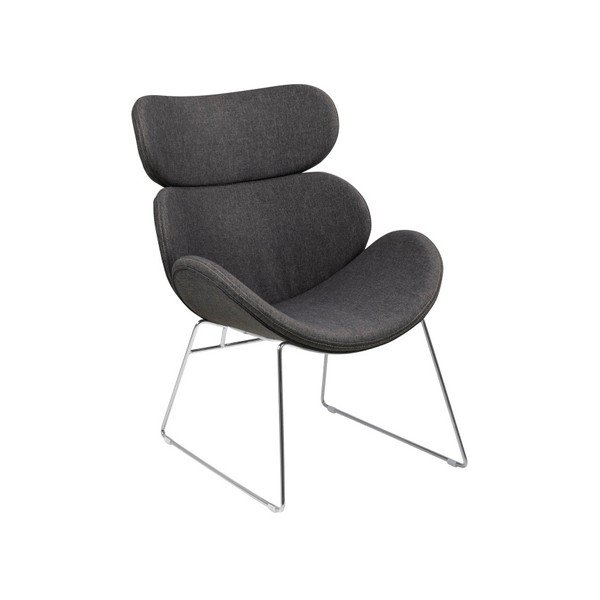 Poltrona grigio scuro con gambe cromate Cazar - Actona-image-2