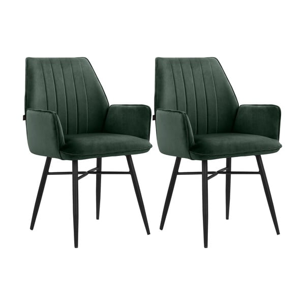 Set di sedie da pranzo verde in imbottito 2 pz Anzo – Støraa-image-4