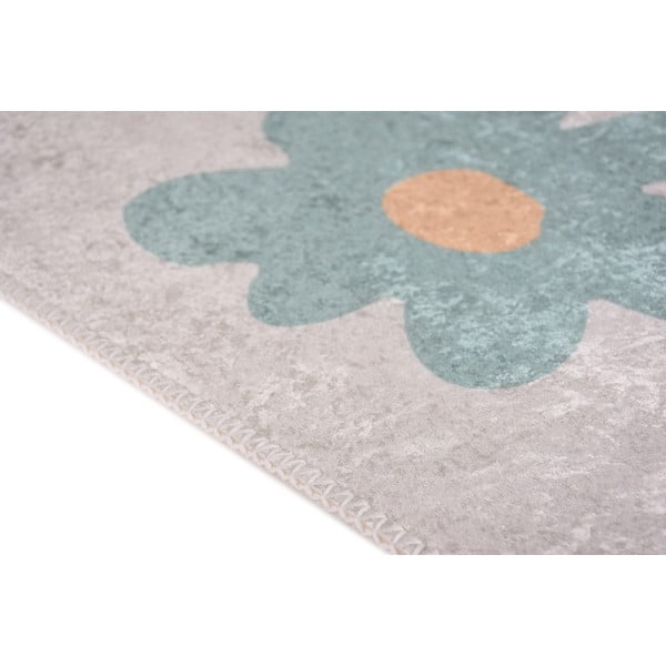 Tappeto per bambini color menta e avorio lavabile 60x100 cm Cute Flowers Green – Vitaus-image-2