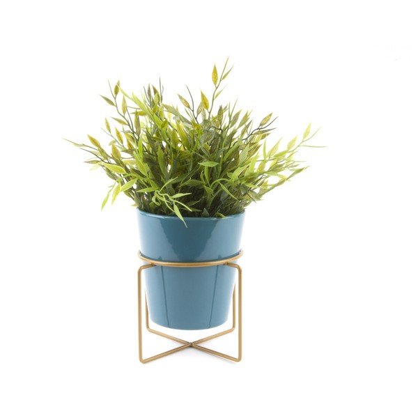 Tyrkysový keramický květináč na podstavci PT LIVING Coy, ø 11,5 cm-image-2