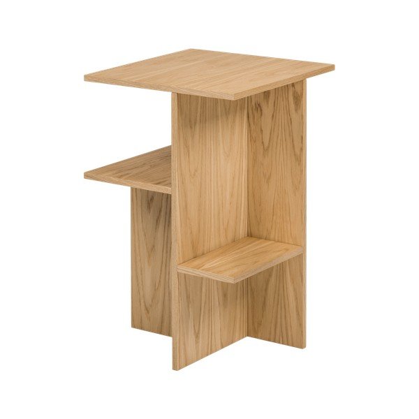 Comodino di colore naturale con effetto rovere con ripiani Atik – noo.ma