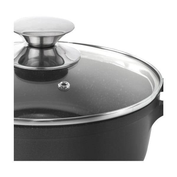 Pentola antiaderente Pfluon Granit con coperchio in vetro , ⌀ 24 cm Grande - Orion-image-4