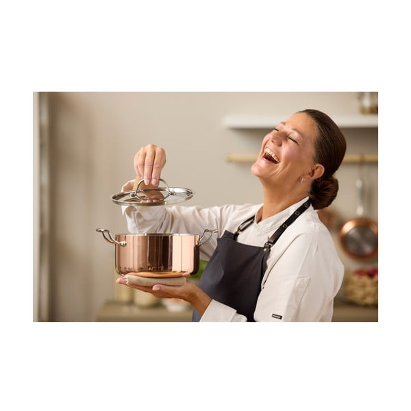 Pentola in acciaio inox e rame con coperchio incluso adatta all'induzione 3 l – Blomsterbergs-image-1