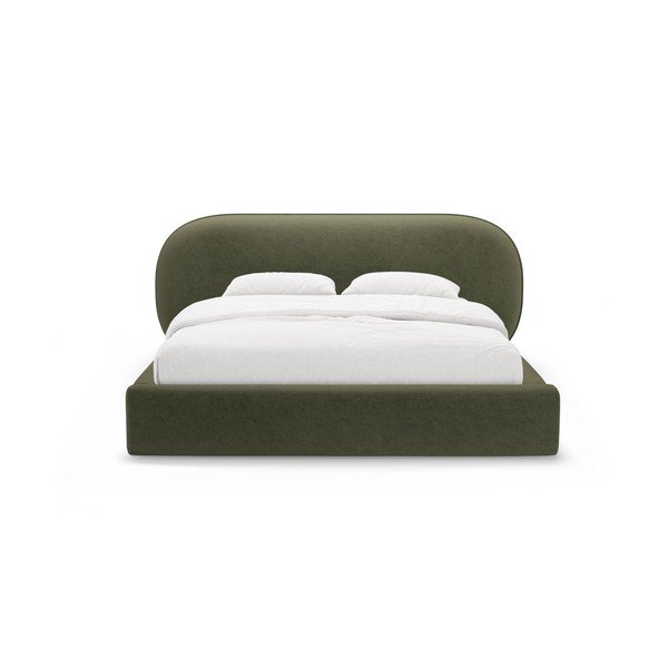 Letto matrimoniale imbottito verde con contenitore con rete inclusa 200x200 cm Ovalo – Micadoni -image-3