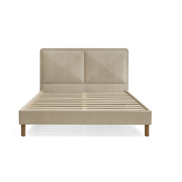 Letto matrimoniale imbottito beige imbottito con rete inclusa 160x200 cm Mara – Bobochic Paris