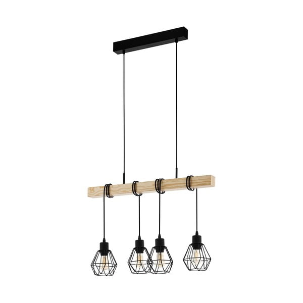 Lampadario nero/di colore naturale con paralume in metallo TOWNSHEND 5 – EGLO