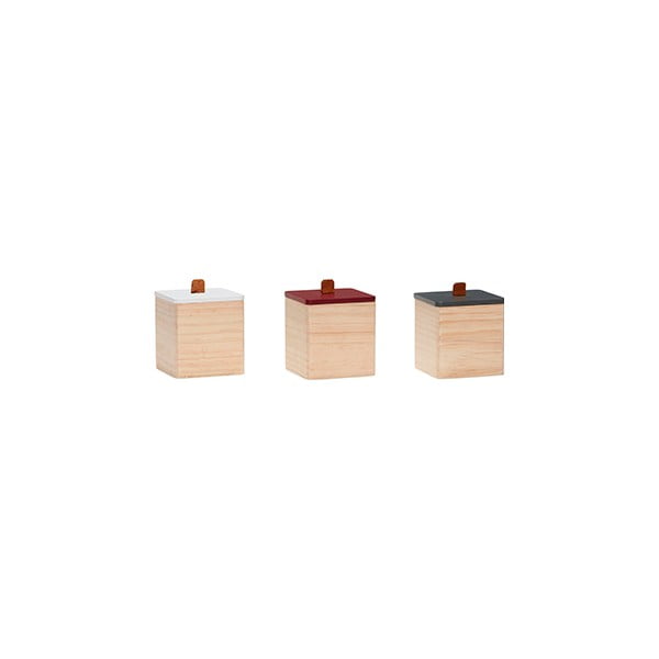 Set di 3 barattoli in legno con coperchi Scatola di stoccaggio - Hübsch