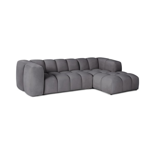 Divano angolare grigio (con penisola a destra e chaise lounge) con rivestimento in velluto Cube – Bonami Selection-image-2