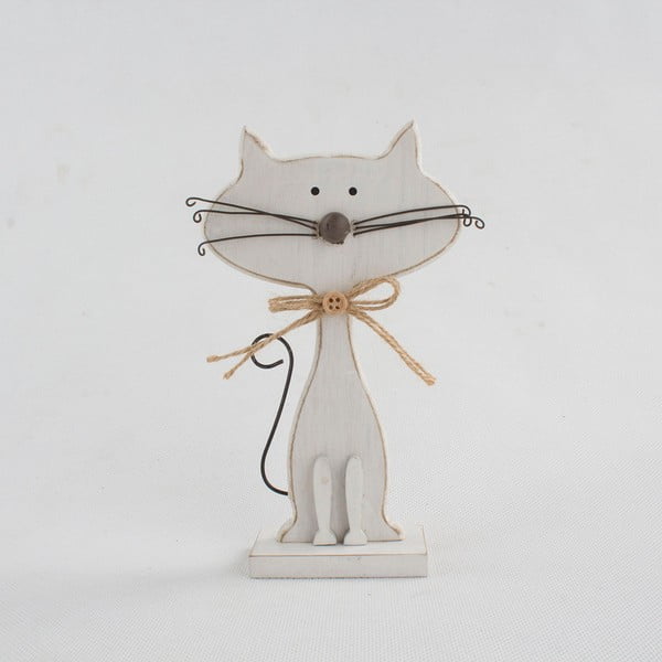 Decorazione in legno bianco a forma di gatto Gatti, altezza 25 cm - Dakls-image-1