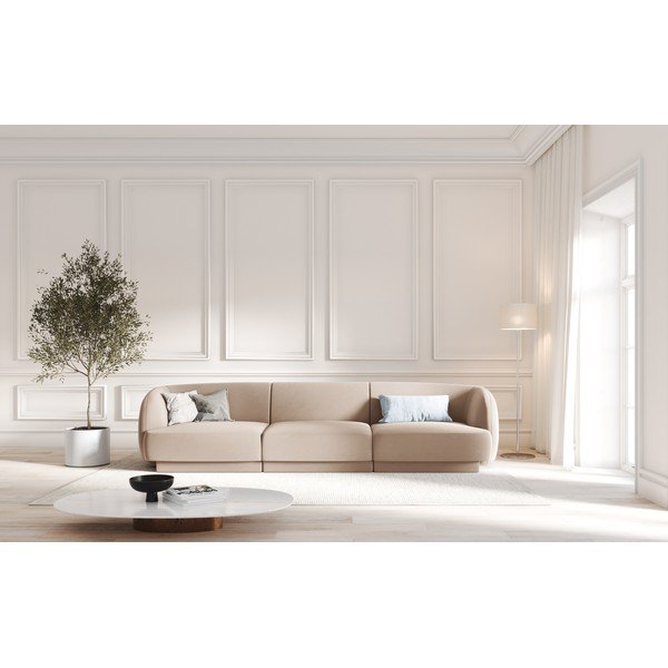 Divano in velluto beige 259 cm Miley - Micadoni Home-image-4