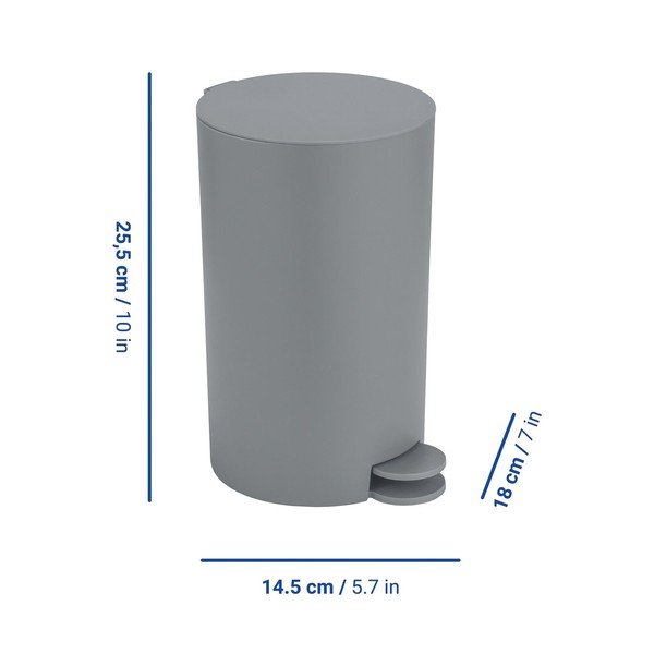 Cestino per la spazzatura grigio in plastica con pedale 3 l Vara – Allstar-image-1