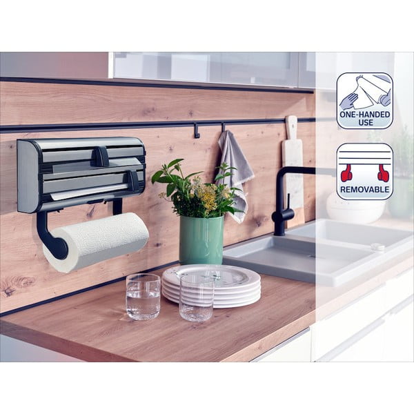 Porta pellicola e alluminio da parete da parete argentato in metallo Parat Royal – LEIFHEIT-image-4