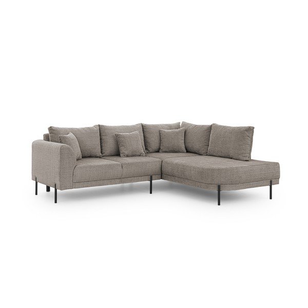 Divano angolare grigio tortora (con penisola a destra/a L) con rivestimento in ciniglia Mauris  – Ropez-image-2