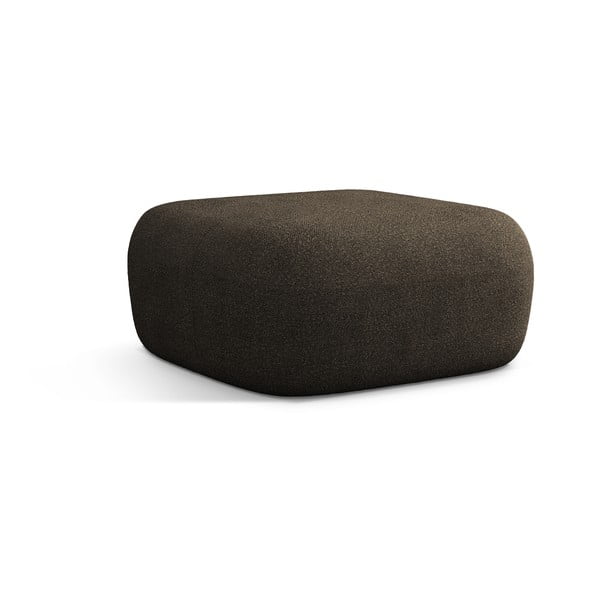 Pouf in tessuto bouclé marrone Jenny - Micadoni Home-image-1