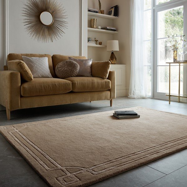 Tappeto marrone in lana tessuto a mano 120x170 cm Gatsby – Flair Rugs-image-1