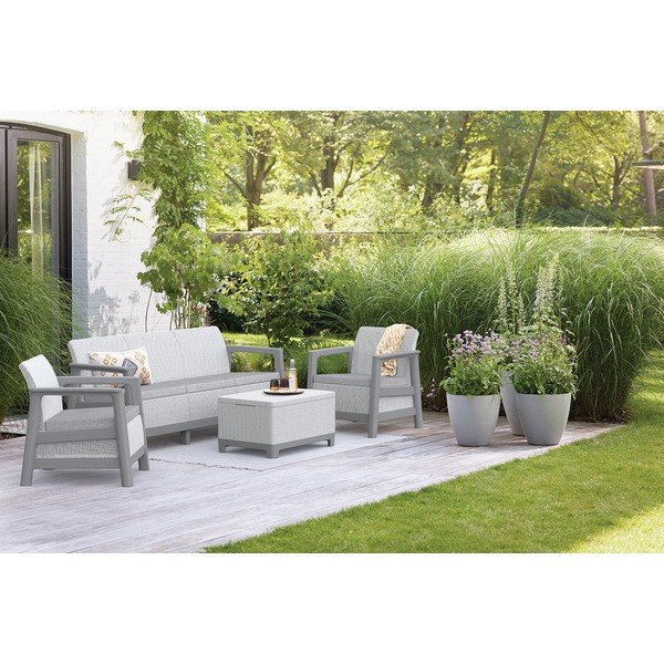 Divano da giardino grigio chiaro Scandi Linea – Keter-image-1