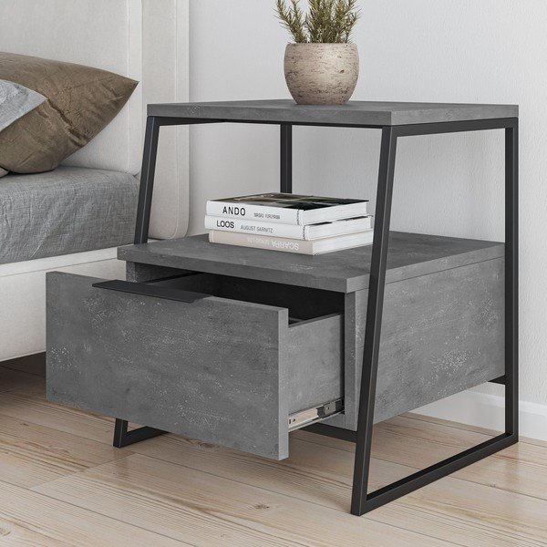 Comodino grigio con ripiani Pal - Kalune Design-image-3
