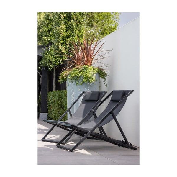 Sedia a sdraio da giardino pieghevole in metallo nero Esper - Exotan-image-1