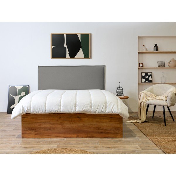 Letto matrimoniale grigio-naturale con contenitore con griglia 140x190 cm Cara - Bobochic Paris-image-3