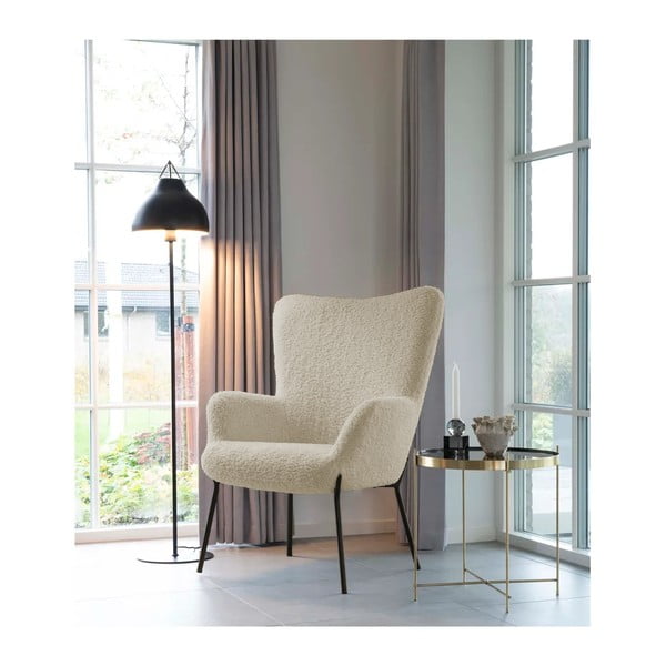 Poltrona beige con rivestimento in pelliccia sintetica Glasgow – Bonami Essentials-image-1