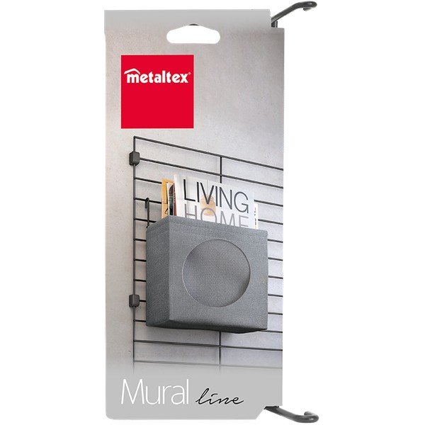 Componente in tessuto grigio - scatola portaoggetti 24x9 cm Mural - Metaltex-image-1
