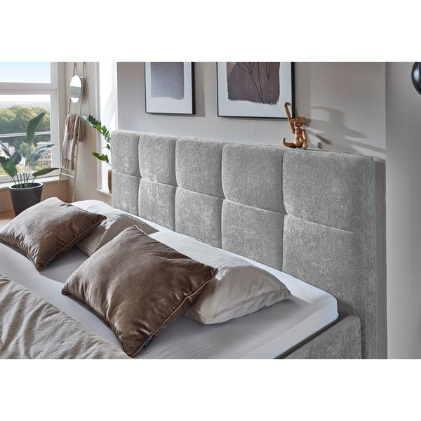 Letto matrimoniale imbottito grigio con contenitore con rete inclusa 180x200 cm Nova – Meise Möbel-image-3