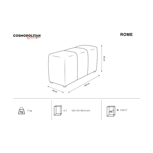 Bracciolo in velluto grigio per divano componibile Rome Velvet - Cosmopolitan Design-image-3