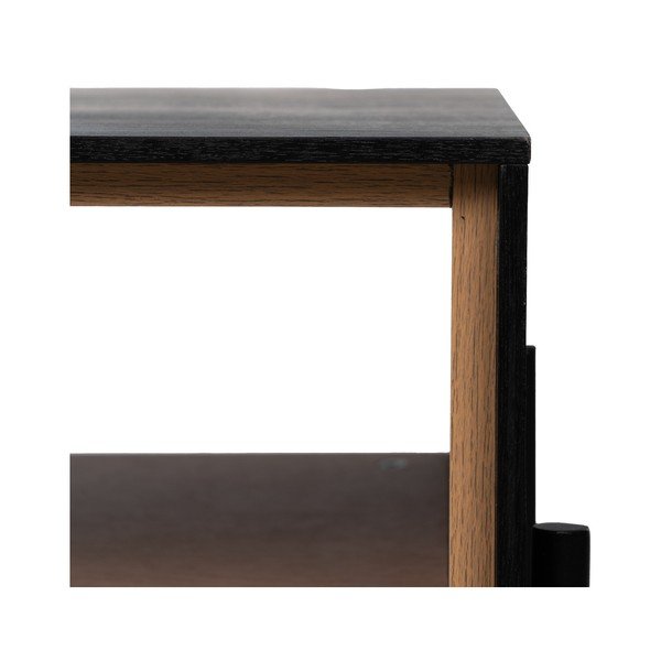 Tavolino in frassino nero e cassetti in legno naturale 60x124 cm Orleans - Ixia-image-4