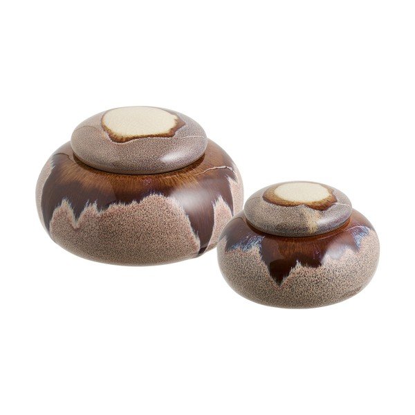 Scatole in set decorative marroni in ceramica 2 pz ø 15x8,5 cm – House Nordic