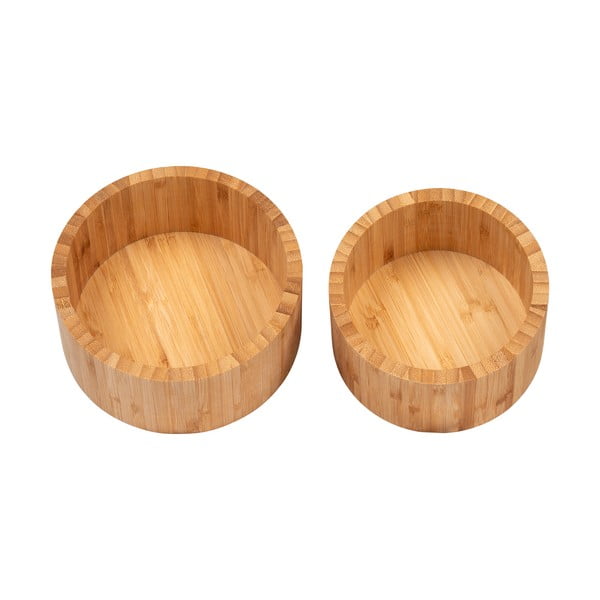 Scatole in set con coperchio/decorative di colore naturale in bambù 2 pz ø 15x8 cm Chefalu – House Nordic-image-3