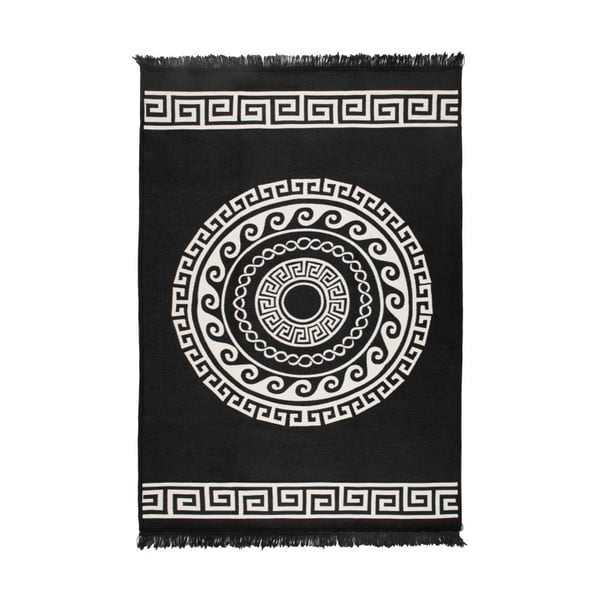 Tappeto bifacciale beige e nero Mandala, 120 x 180 cm - Cihan Bilisim Tekstil