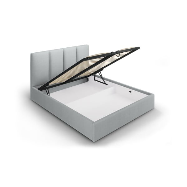 Letto matrimoniale imbottito grigio con contenitore con griglia 180x200 cm Juniper - Mazzini Beds-image-3