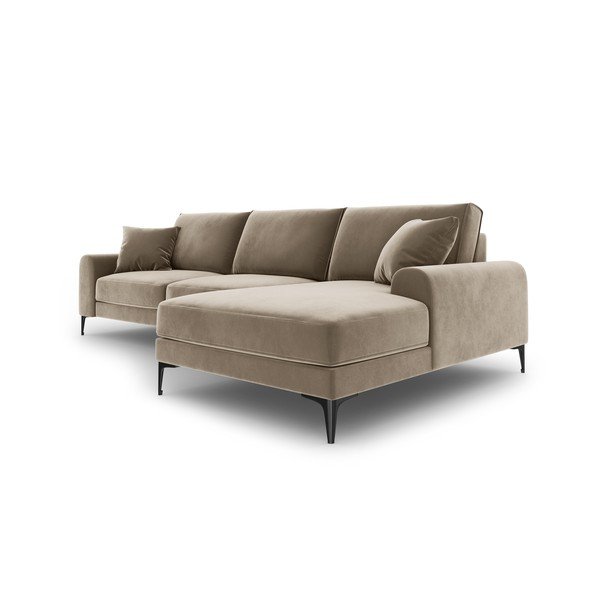Divano angolare in velluto beige, angolo destro Madara - Mazzini Sofas-image-4