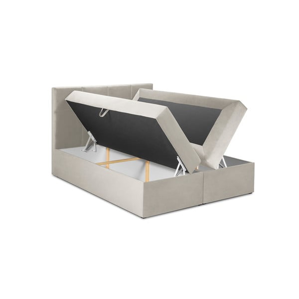 Letto boxspring beige con contenitore 160x200 cm Mimicry - Mazzini Beds-image-3