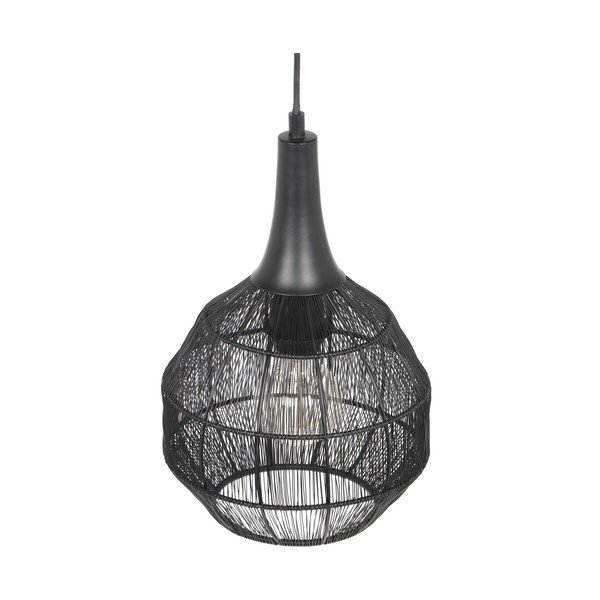 Lampadario nero opaco con paralume in metallo Soraya – Trio-image-3