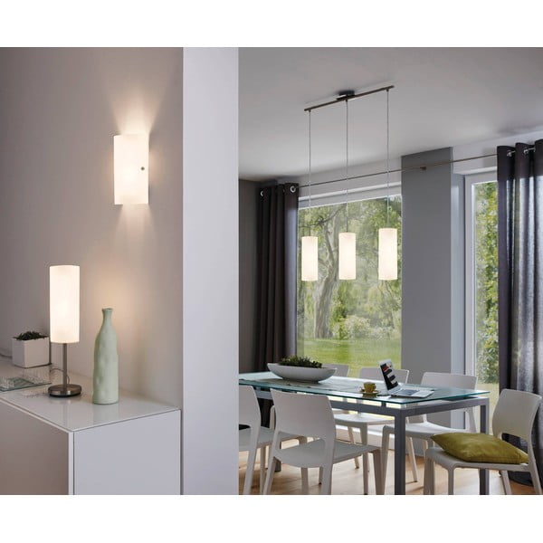 Lampadario bianco/argentato con paralume in vetro TROY 3 – EGLO-image-2