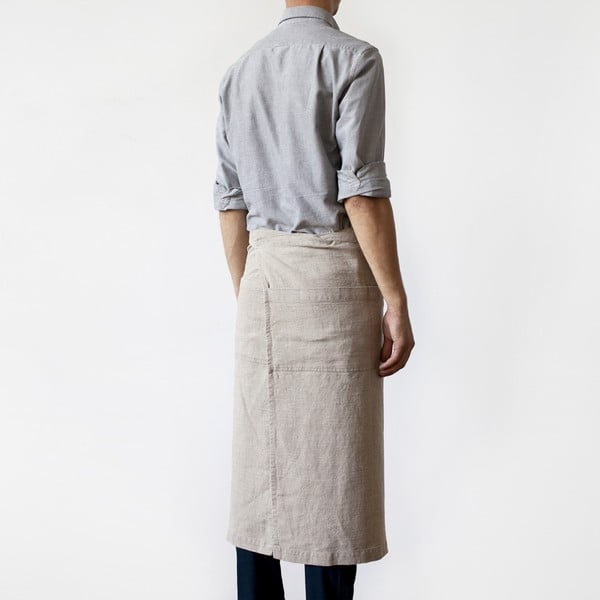 Grembiule Garcon in lino beige, lunghezza 76 cm Natural - Linen Tales-image-1