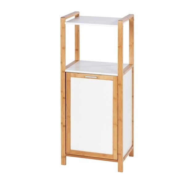 Mensola da bagno in bambù di colore bianco-naturale 40x95 cm Finja - Wenko-image-1