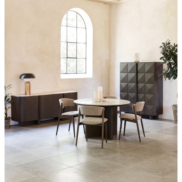 Sedie da pranzo in set beige/marrone scuro in metallo 2 pz Revere – Unique Furniture-image-1