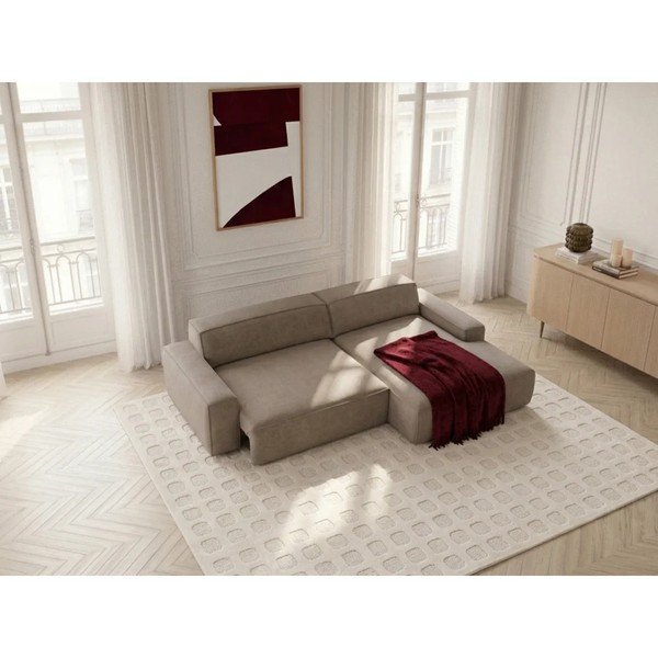 Divano angolare grigio tortora allungabile/con movimento relax elettrico (con penisola a destra) Abel – Bobochic Paris-image-1