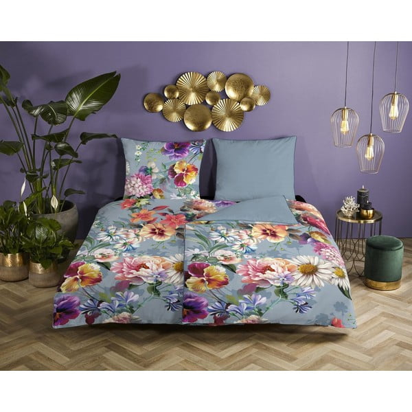 Lenzuolo singolo in cotone organico grigio Girasole, 140 x 220 cm Organic - Descanso-image-1