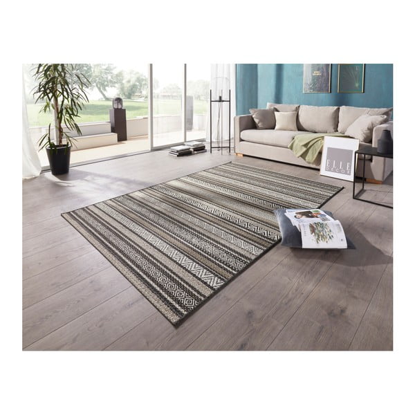 Černo-hnědý koberec vhodný i na ven Elle Decoration Bloom Rodez, 80 x 150 cm-image-1