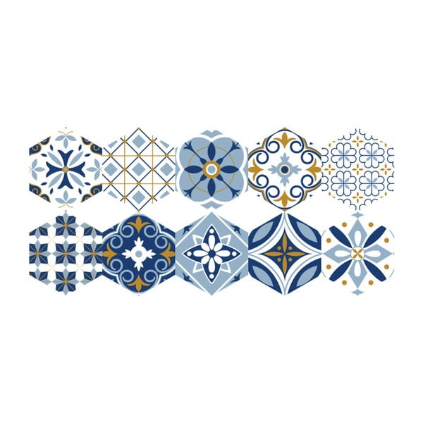 Set di 10 adesivi per pavimenti Esagoni, 20 x 18 cm Jelilna - Ambiance