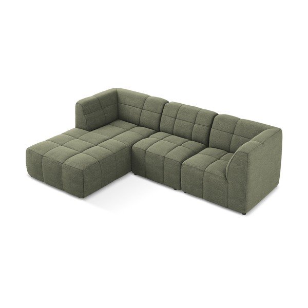 Divano angolare verde (con penisola a sinistra/con chaise lounge) con rivestimento in bouclé Aloha – Makamii-image-3